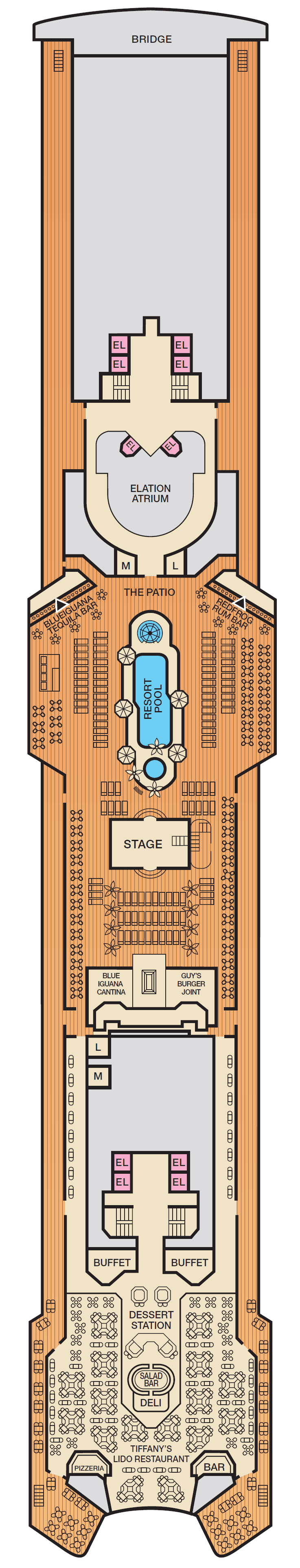 Deck Deck 10 Lido plan for Carnival Elation