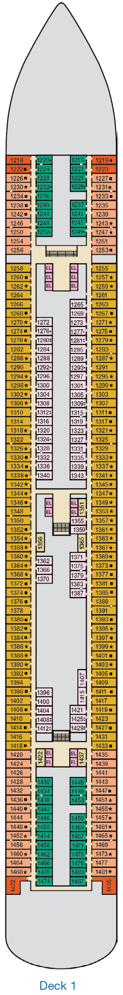 Deck Deck 1 plan for Carnival Venezia