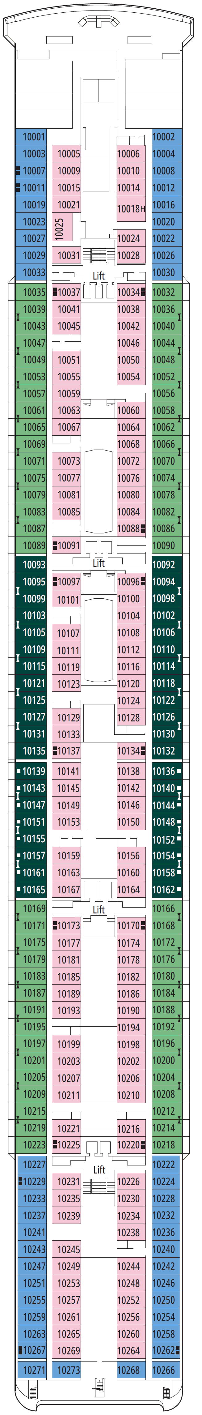 Deck Deck 10 - Turandot plan for MSC Opera