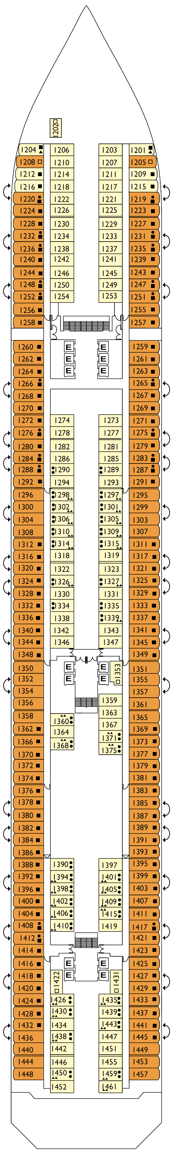 Deck 1 plan for Costa Favolosa