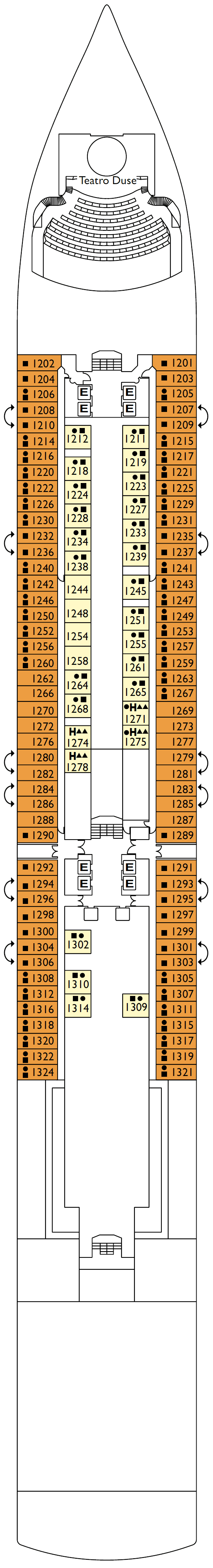 Deck 1 plan for Costa Deliziosa