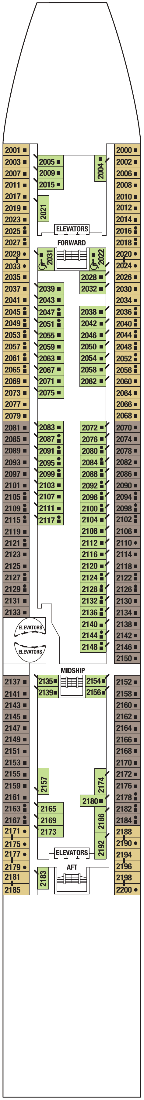 Deck CONTINENTAL DECK 2 plan for Celebrity Infinity