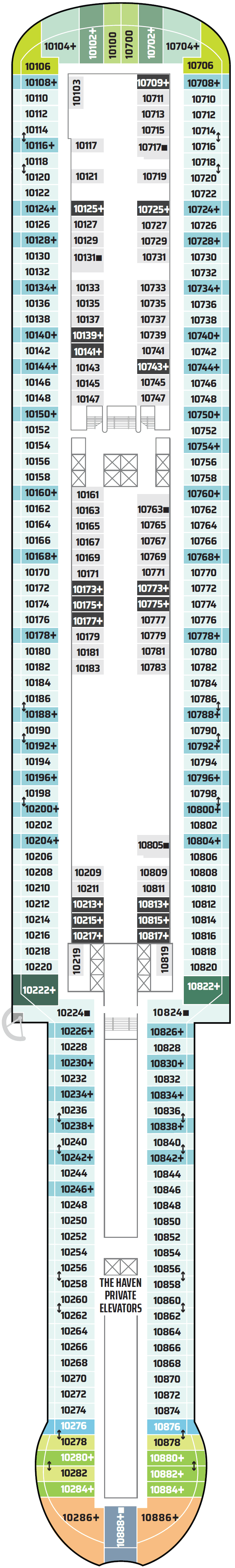 Deck Deck 10 plan for Norwegian Luna
