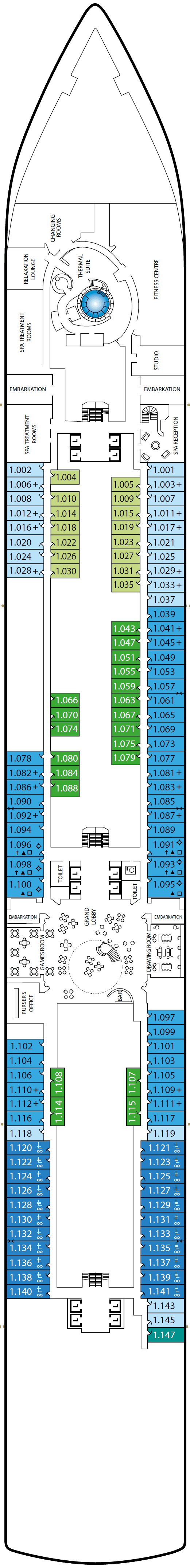 Deck Deck 1 plan for Queen Anne