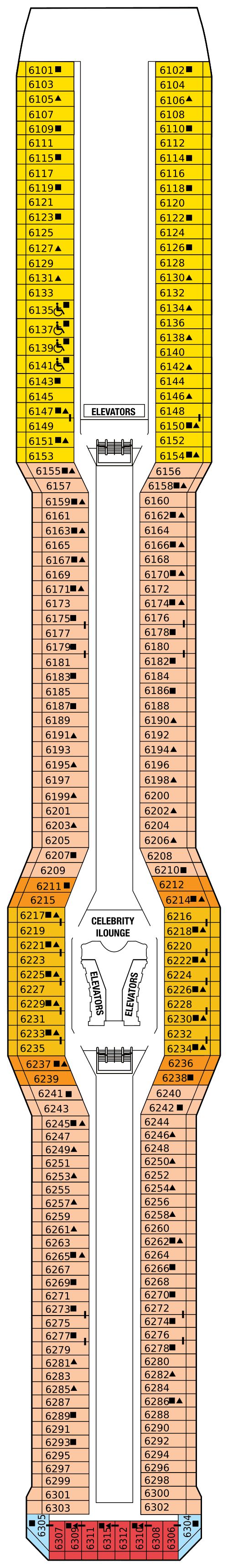 Deck CONTINENTAL DECK 6 plan for Celebrity Equinox