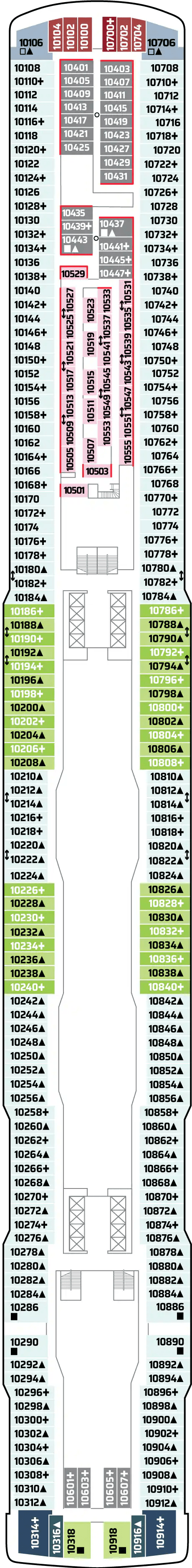 Deck DECK 10 plan for Norwegian Encore