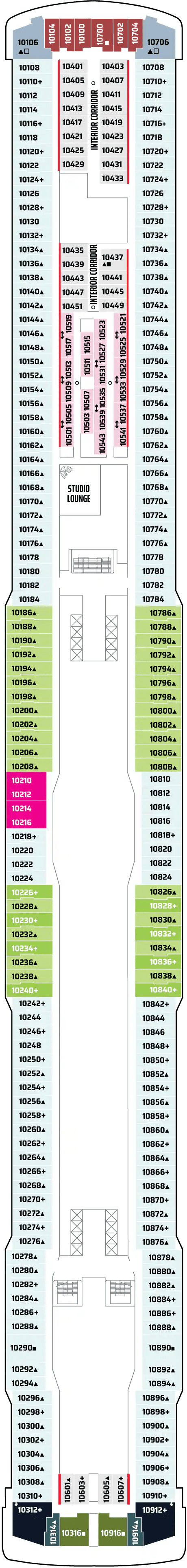 Deck DECK 10 plan for Norwegian Getaway