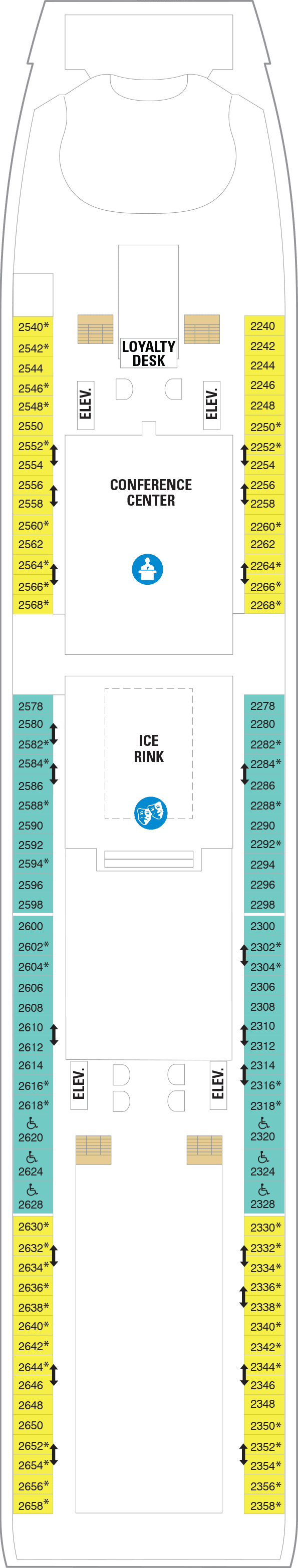 Deck 2 plan for Navigator of the Seas