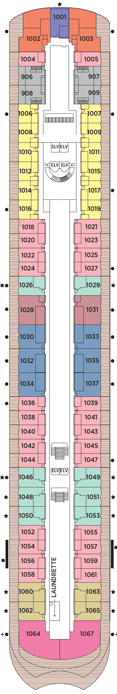 Deck Deck 10 plan for Seven Seas Prestige