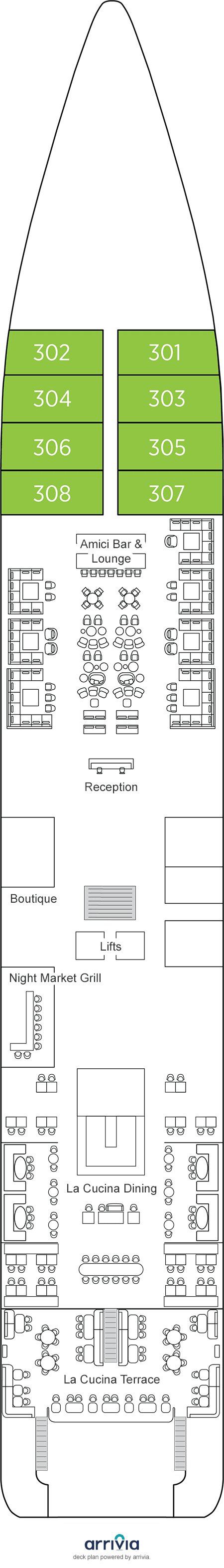 Deck Emerald Deck plan for Emerald Xara